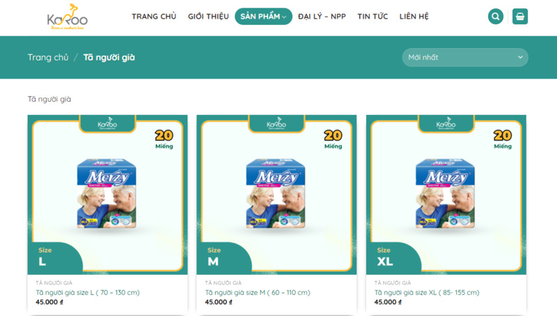 Mua tã quần cho người già trên website thương hiệu